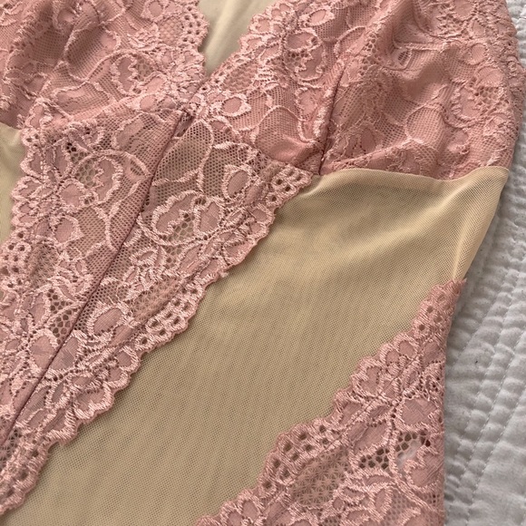 SOLD! Lace mesh nude and mauve bodysuit! - Picture 2 of 4
